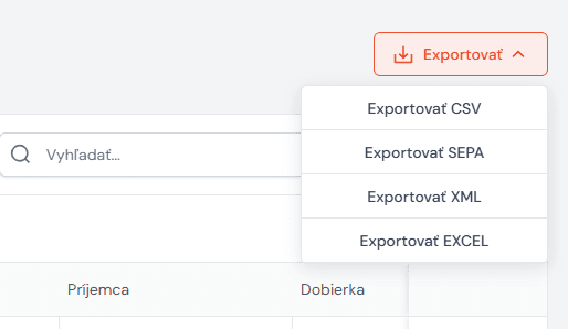 Auswahl des SEPA-XML-Exports in Neoship