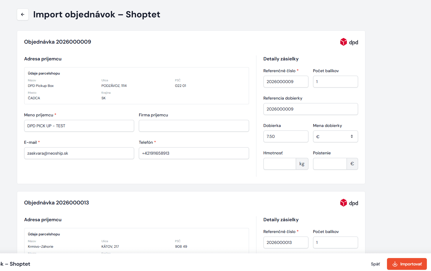 Importing Shoptet orders in Neoship