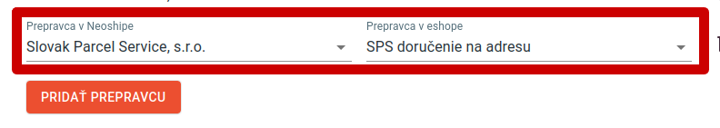 Nastavenie prepravcov v Neoshipe