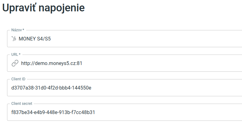 Konfigurácia konektora pre Money