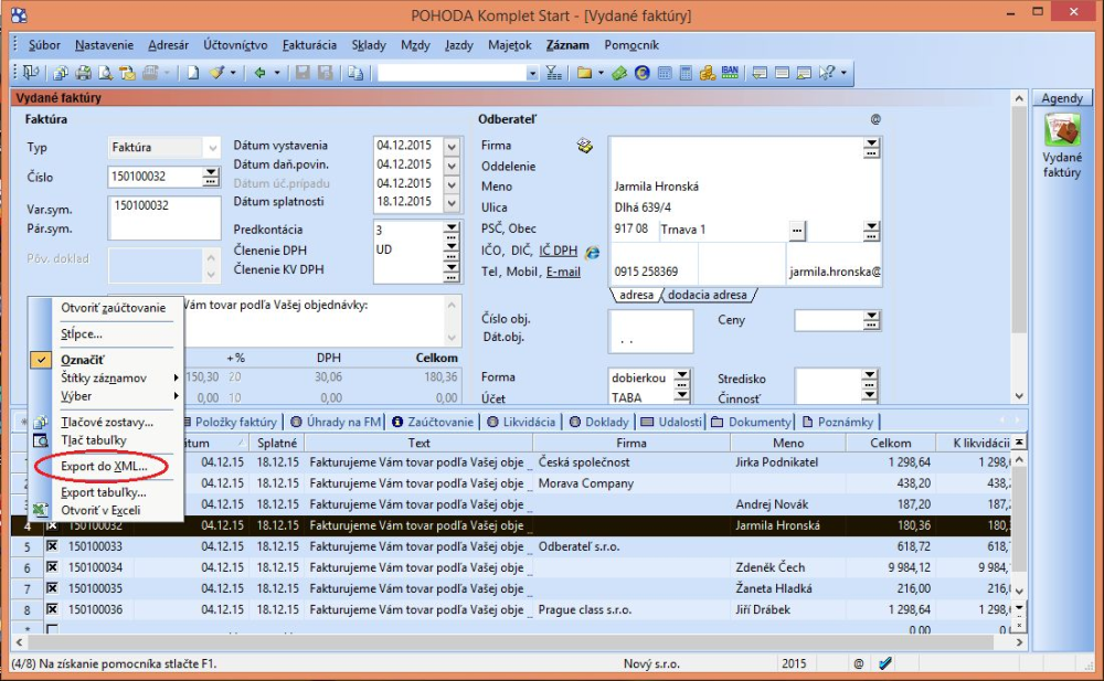 Export do XML